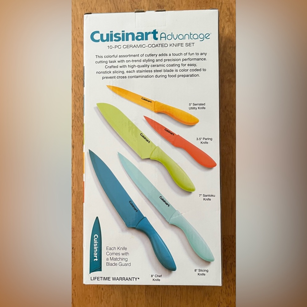 Cuisinart 10 piece Multicolor ceramic coated Knife Set - Picture 3 of 5